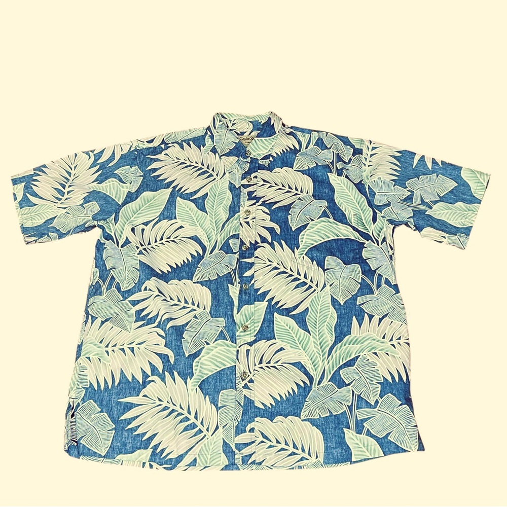 COOKE STREET HONOLULU Men’s Hawaiian Print  ButtonUp Blue/Green Shirt SZ:XL